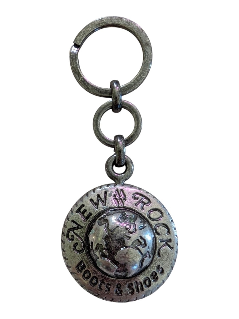 Silver-Tone New Rock Globe Keychain